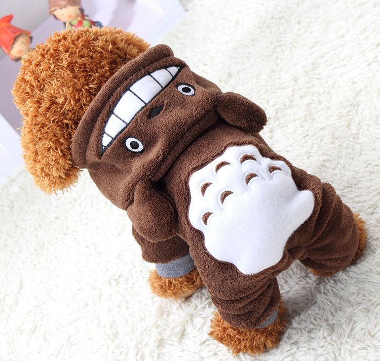 Soft Warm Dog Apparel Coat Pet Costume Fleece Clothing For Dogs Puppy Cartoon Winter Hooded Jacket Autumn Clothes XS-XXL Free shipping