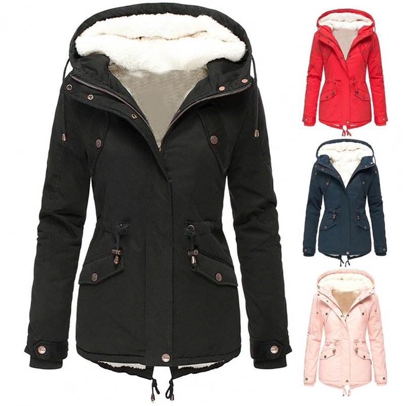 Women's Down Parkas Winter Quilted Coats Women Parkas Single-breasted Hooded Jacket Women Thick Plush Lining Overcoat doudoune femme 220909