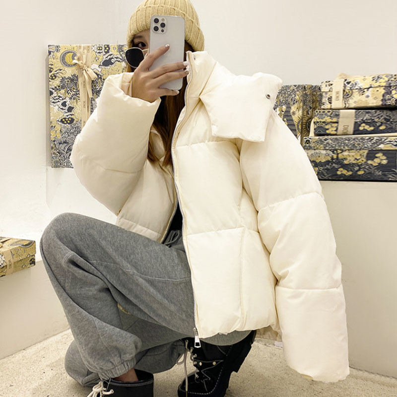 Women's Down Parkas Oversized Women Winter Jacket Short Hooded Parkas Casual Solid Color Thicken Warm Cotton-padded Outerwear Puffer Coats Female