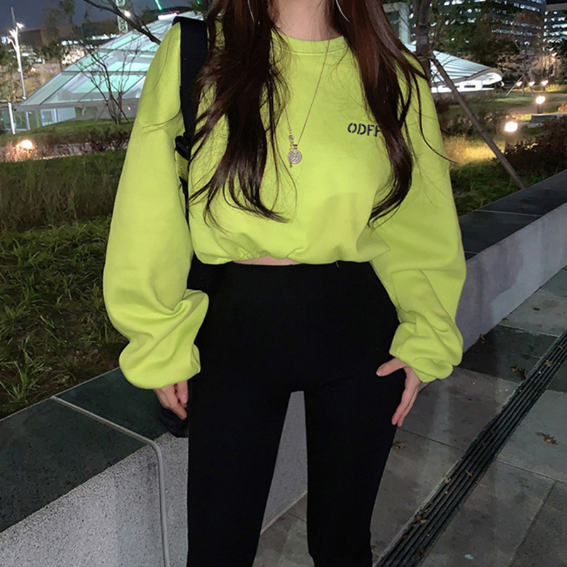 Women s Hoodies Sweatshirts Rainbowwaves Hoodie Woman Loose Long Sleeve Short Shirts Letter Spring Oversize Pullover Korean Streetwear Crop Tops 22090