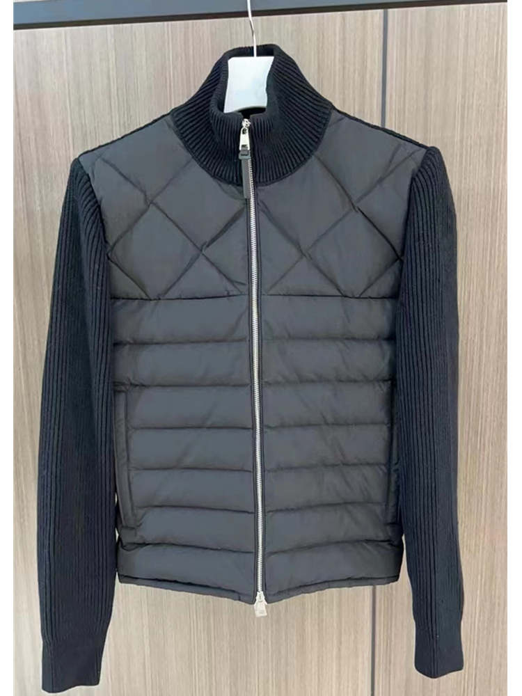 Mens Down Parkas Men Fashion Autumn Cardigan Wool Knitted and Front Down Part Patchwork Jackets Casual Male Winter Clothes 220909