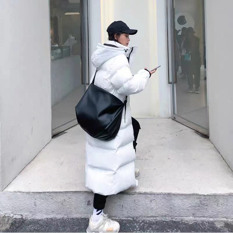 Women's Down Parkas Padded Jacket Women Winter Hooded Zipper X-Long Ladies Casual Parka Black Cotton Coat Solid Warm Female Outerwear 220909