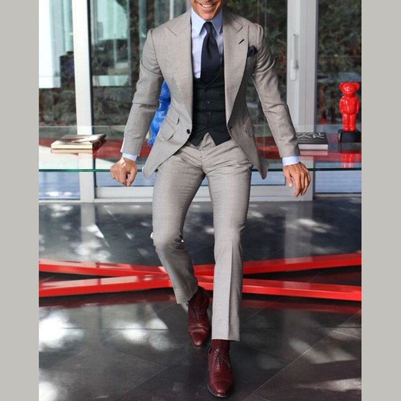 Men's Suits Blazers Costume Homme Green Wedding Tuxedos Slim Fit Groom Suits Tailor Made Groomsmen Prom Party Suits JacketPants Terno Masculino 2