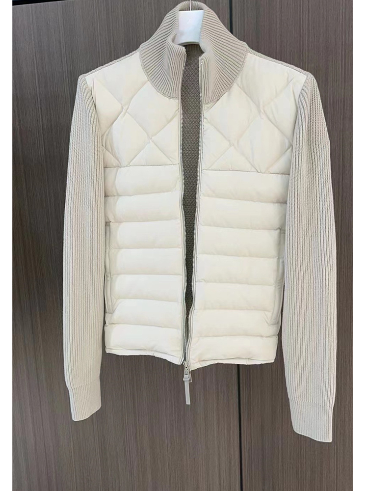 Mens Down Parkas Men Fashion Autumn Cardigan Wool Knitted and Front Down Part Patchwork Jackets Casual Male Winter Clothes 220909