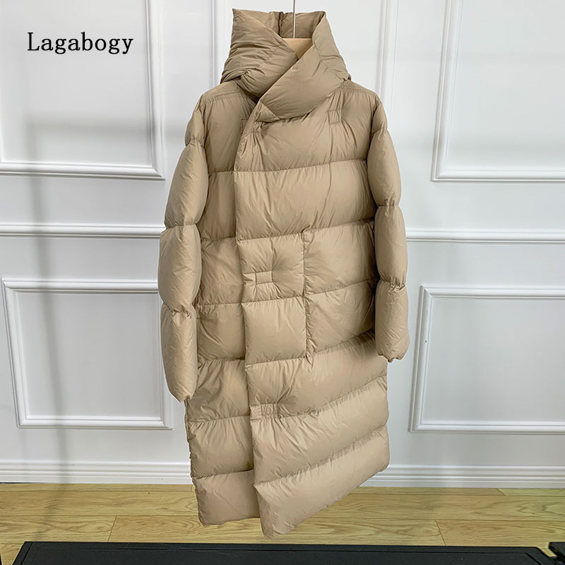Women's Down Parkas Lagabogy Women Winter Ultra Light 90% White Duck Down Jacket Female Oversized Warm Long Puffer Coat High Street Parkas 220909