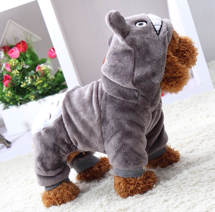 Soft Warm Dog Apparel Coat Pet Costume Fleece Clothing For Dogs Puppy Cartoon Winter Hooded Jacket Autumn Clothes XS-XXL Free shipping