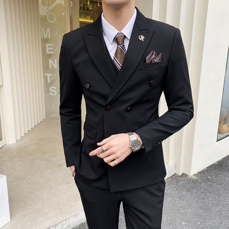 Men's Suits Blazers 7XL Jacket Vest Pants High-end Bridegroom Wedding Dress Solid Color Double-breasted Suit 3pieces Mens Formal Business Suit 22