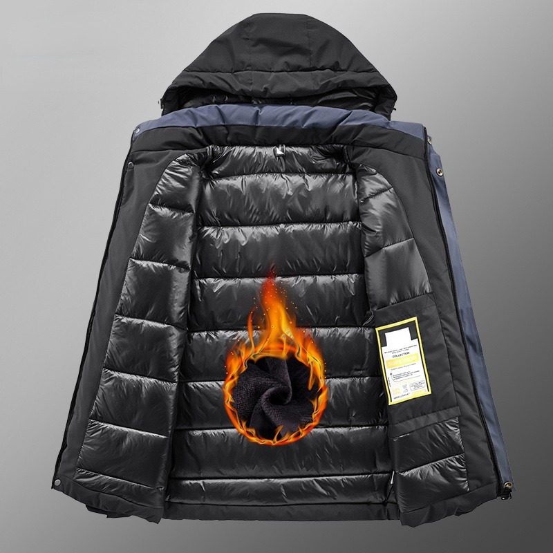 Men's Down Parkas Mens Winter Jacket Padded Down Warm Outerwear Waterproof Hooded Coat Husband Parka Male Overcoat Autumn Black Jacket Windbreake