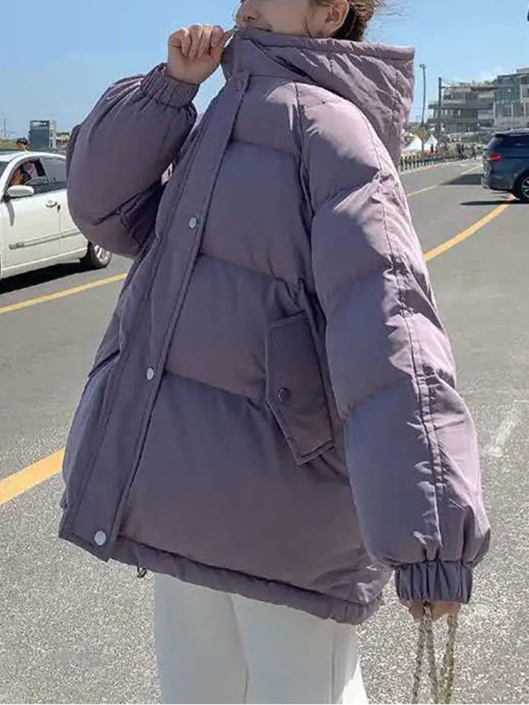 Women's Down Parkas Aelegantmis Women Thicken Warm Parka Coat Loose Oversized Women's Winter Bread Coat Hooded Outwear Padded Woman Parkas J