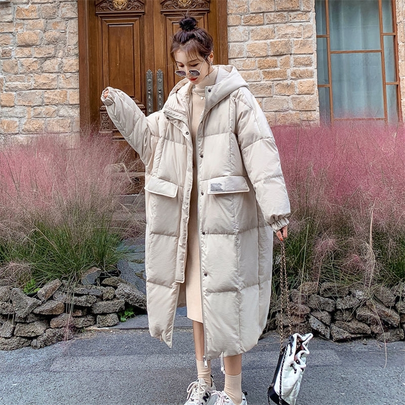 Women's Down Parkas Long Keep Warm Coat Women's Over-the-knee Korean Winter Cotton-padded Jacket Thickened Down Padded Jacket 220909