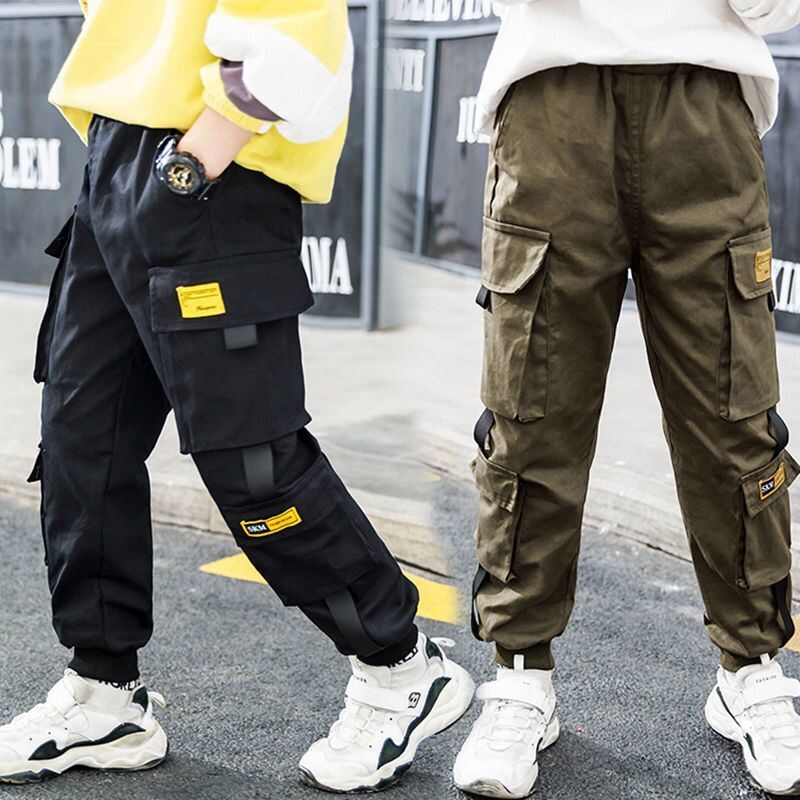 Trousers EACHIN Boys Pants Solid Cargo Teenage Boy MultiPocket Kids Spring Autumn Casual Streetwear 220909