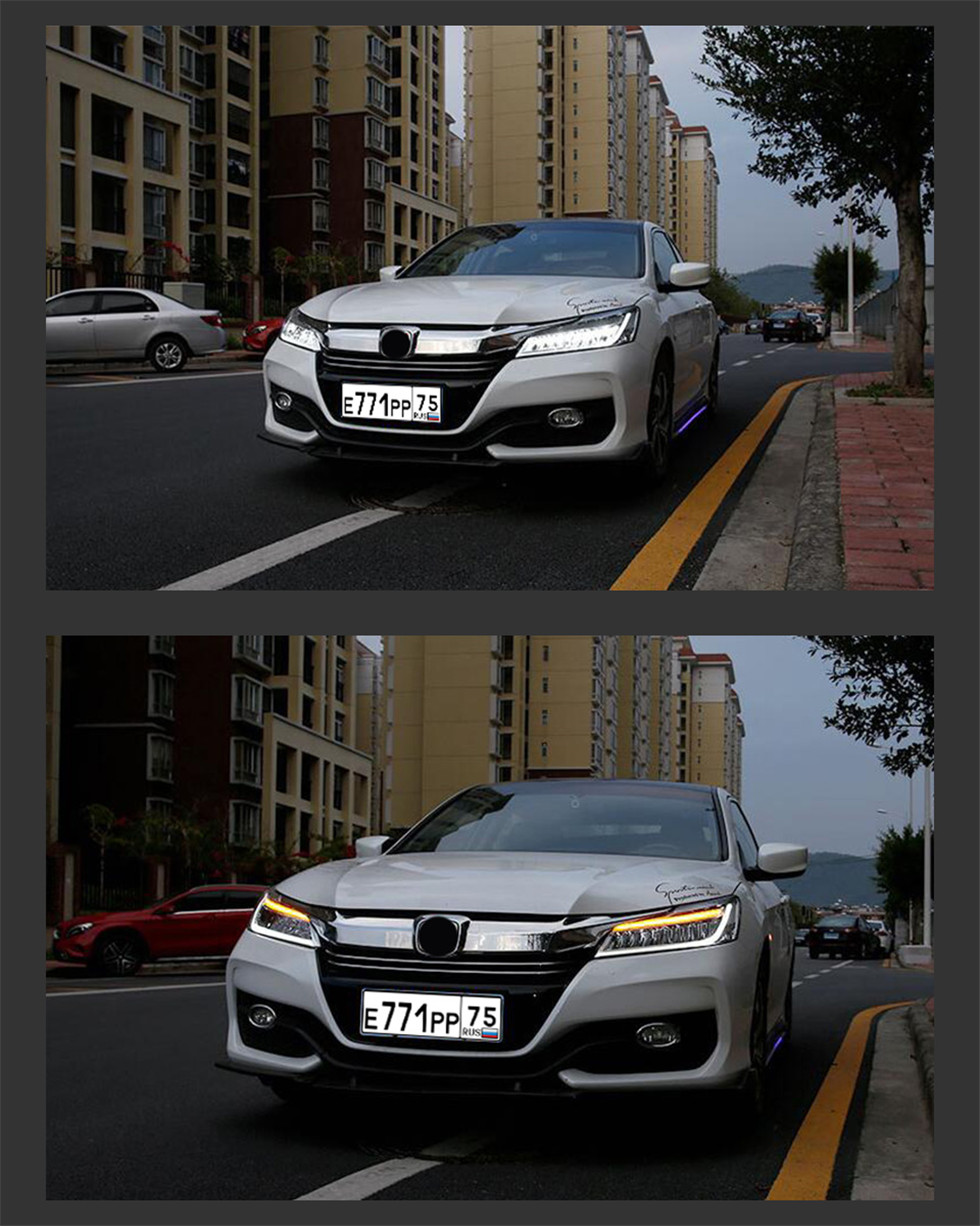 Car Lights For Accord 9.5th 2015-2018 Upgrade LED Auto Crystal Wing Headlights Start Animation DRL Dynamic Lamp Accessories Kit