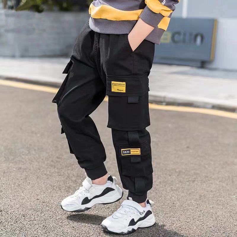 Trousers EACHIN Boys Pants Solid Cargo Teenage Boy MultiPocket Kids Spring Autumn Casual Streetwear 220909