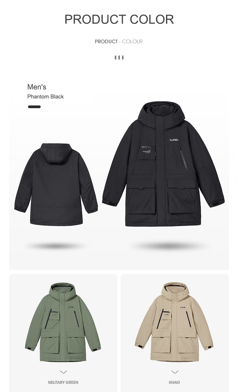 Men's Down Parkas Golden Camel Outdoor Camping Waterproof Mid-length Down Jacket for Men Winter Thick Tooling 80% White Duck Down Warm Jacket 220