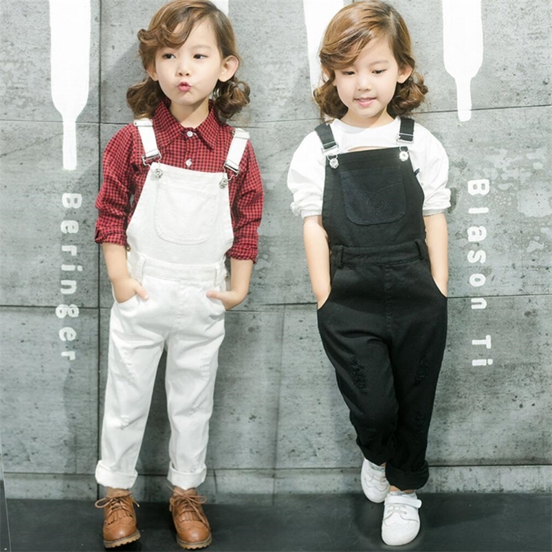 Overalls Toddler Boys Girls Autumn Clothing Kids Suspender Trousers Fashion Cowboy Overalls Jeans Black White Jeans Pants Kids Clothes 220909
