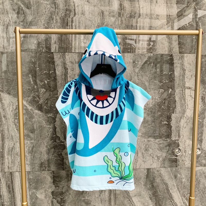 Towels Robes Baby Poncho Towel Hooded Surf Pool Towel Cartoon Child Bathrobe Kids Beach Changing Bath Robe Fast Dry Travel Beach Sport 220909