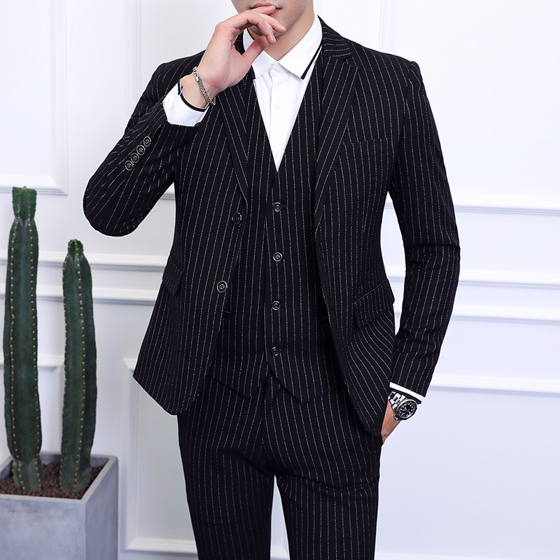 Men's Suits Blazers Men's Striped Suit Three-piece Large Size 6XL British Style Gentleman Business Banquet Wedding Host Fashion Quality Form