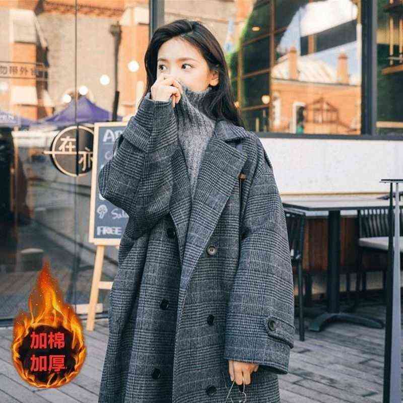 Women's Wool Blends Cape Femme Coat Woman Women's Thick Winter Loose Woolen Jackets Korean Jacket Female Coats Wool Blends Overcoat Jaket Wo