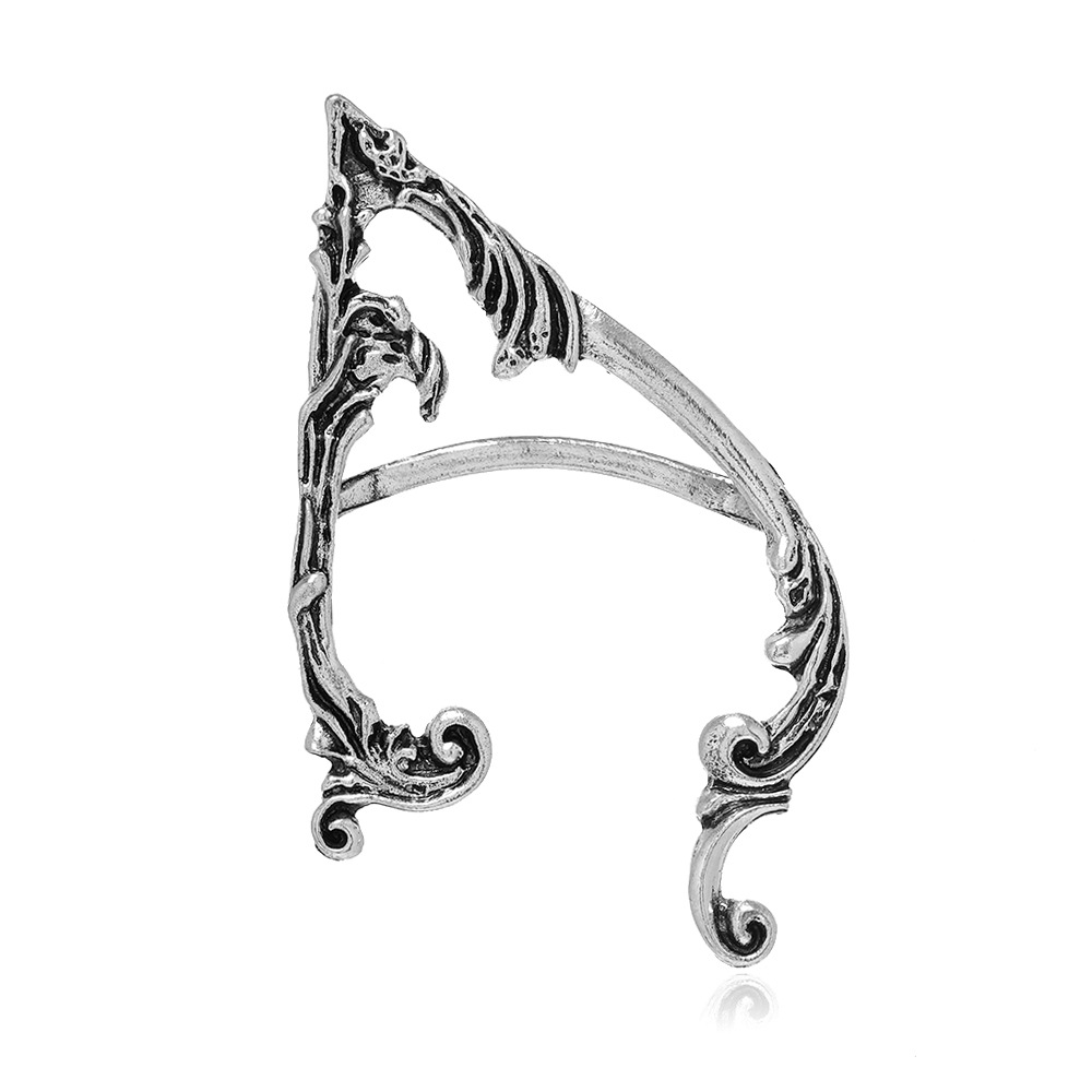 Punk Style Retro Meteal Ear Wrap Cuff Clip for Men Women Vintage Silver Gothic Sprite Ear Clasp Earrings European Popular Young Earrigns Jewelry Gift