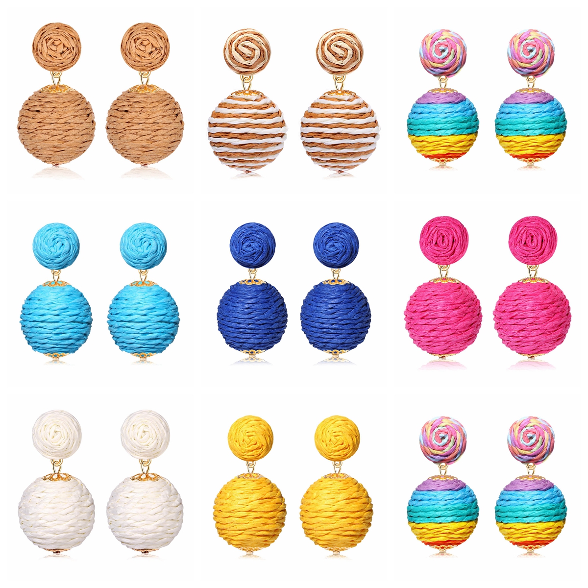 Raffia Earring Stud Boho Handmade Straw Rattan Drop Geometric Lantern Dangle Earrings for Women Girls Summer Beach Jewelry
Raffia Earring Stud Boho Handmade Straw Rattan Drop Geometric Lantern Dangle Earrings for Women Girls Summer Beach Jewelry