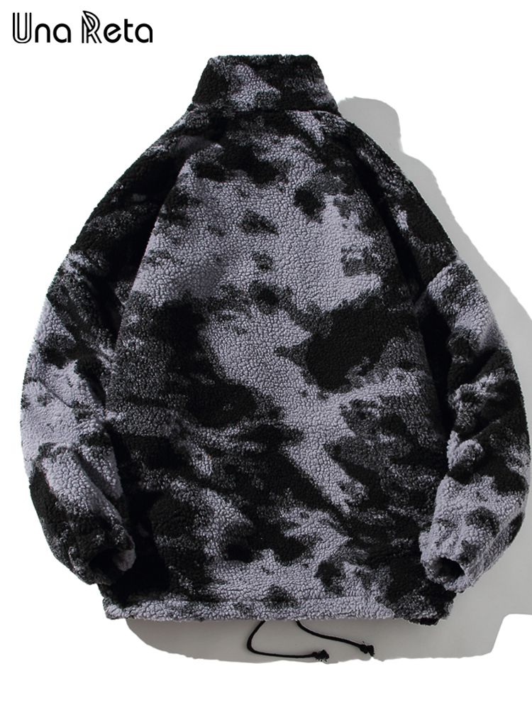 Men's Down Parkas Una Reta Tie Dye Winter Men's Coat Lamb Wool Parka Coat Loose Men Clothing Grain Fleece Thick Men's Jacket Coat 22090