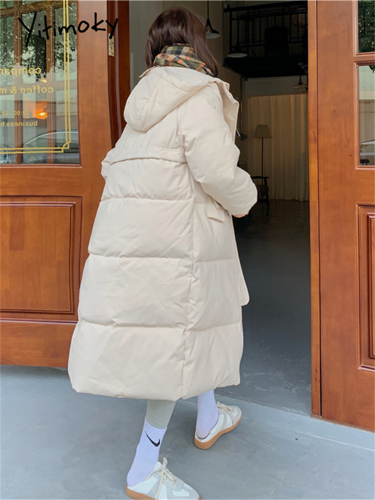 Women's Down Parkas Yitimoky Long Jacket Woman Parkas Fall Winter Thicken Warm Bubble Coat Oversized Korean Fashion Loose Puffer Outerwear 220909