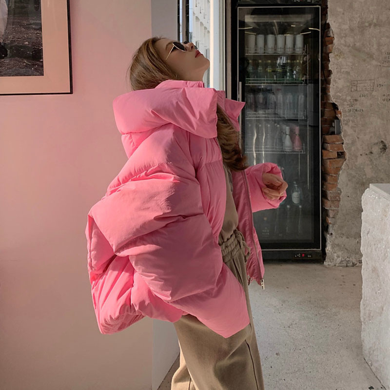 Women's Down Parkas Oversized Women Winter Jacket Short Hooded Parkas Casual Solid Color Thicken Warm Cotton-padded Outerwear Puffer Coats Female