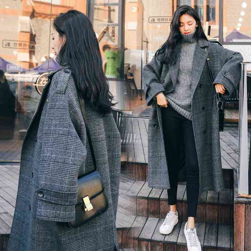 Women's Wool Blends Cape Femme Coat Woman Women's Thick Winter Loose Woolen Jackets Korean Jacket Female Coats Wool Blends Overcoat Jaket Women 0909