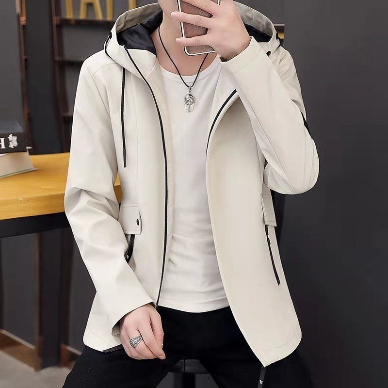 Men's Down Parkas Trench Coat Men's Solid Color Hooded Jacket Young and Middle-Aged Korean Version of Slim Jacket Casual Long Top Parkas 220
