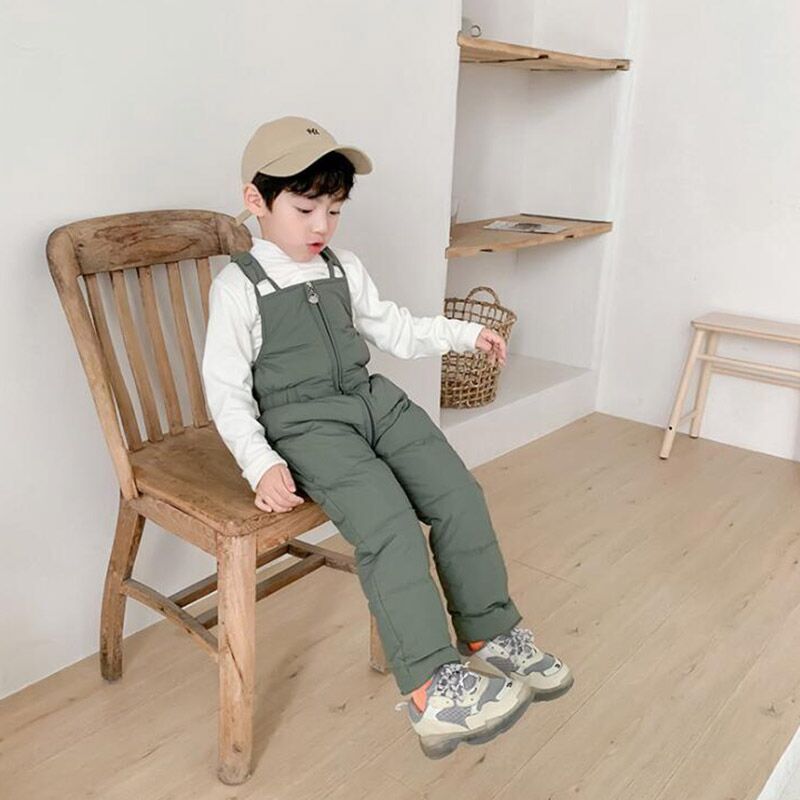 Overalls Winter Children Warm Overalls Autumn Girls Boys Plus Thick Pants Baby Girl Jumpsuit For 1-5 Years Kids Ski Down Overalls 220909