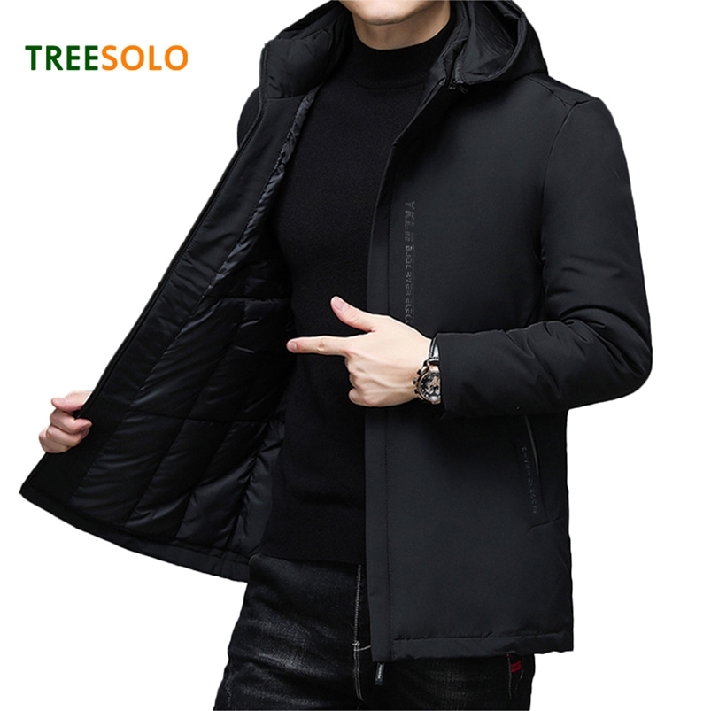 Men's Fur Faux Fur TREESOLO Mens Winter Warm Thick Parkas Plus Size Cotton Detachable Hat Jacket Men 5XL Outwear Pocket Men 5XL Classic Coat 2209
