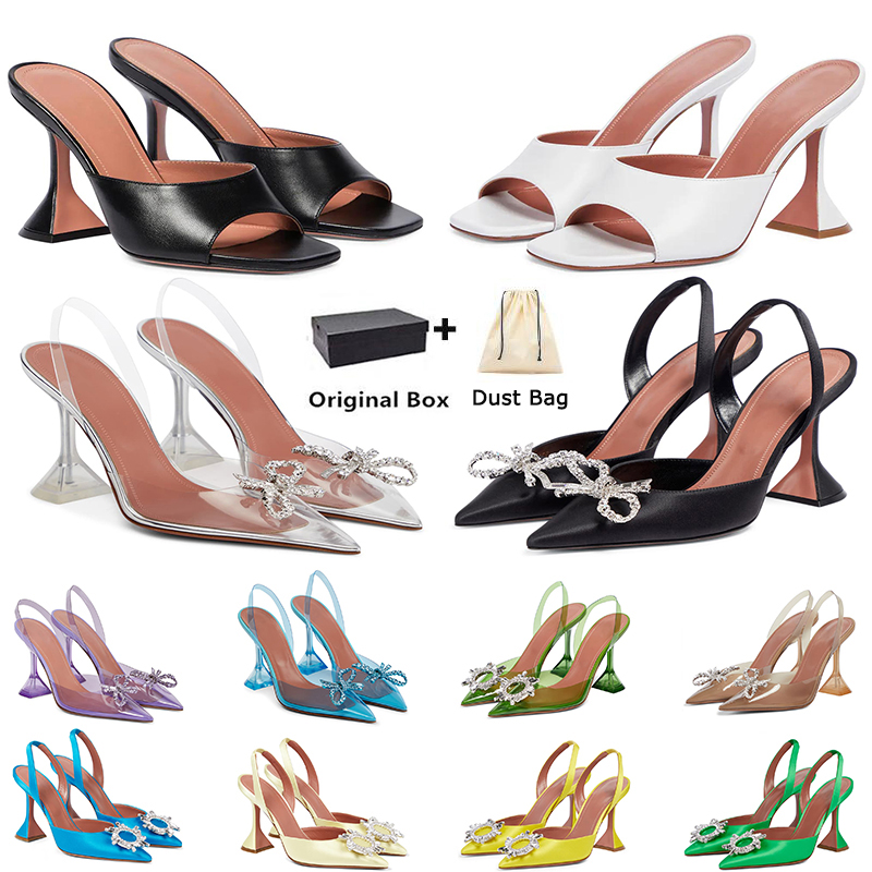 

2022 Designer Sandals Women Lupita Pvc Heel Shoes Metallic Mules Top Strap Famous Ladies Transparent Curved Ladies Clear Fashion Summer Crystal Amina Muaddi, A#1 10cm