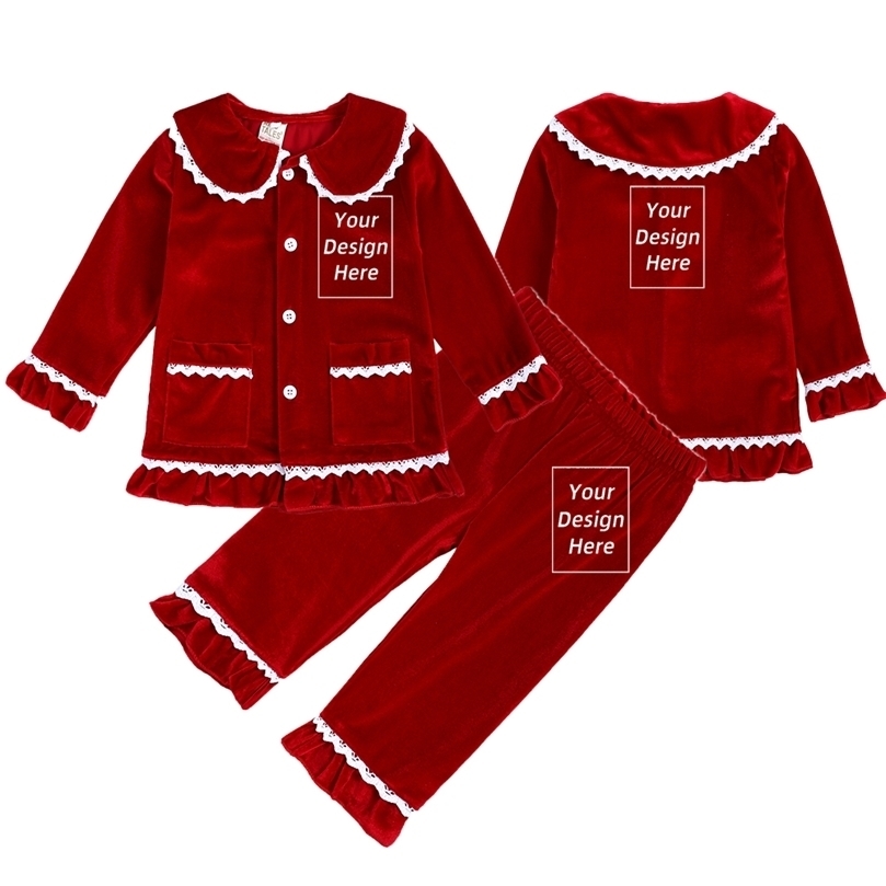 Pajamas Custom Kids Children Family Christmas Golden Velvet Pyjamas Red Boy Girl Dress Match Clothes Personalized Xmas Gift Costume 220909