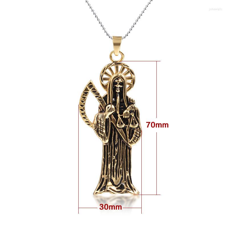 Pendant Necklaces Hip Hop Vintage Holy Saint Death Santa Muerte Skull Biker Gold Necklace Stainless Steel Man Women Religious Jewelry
Pendant Necklaces Hip Hop Vintage Holy Saint Death Santa Muerte Skull Biker Gold Necklace Stainless Steel Man Women Religious Jewelry