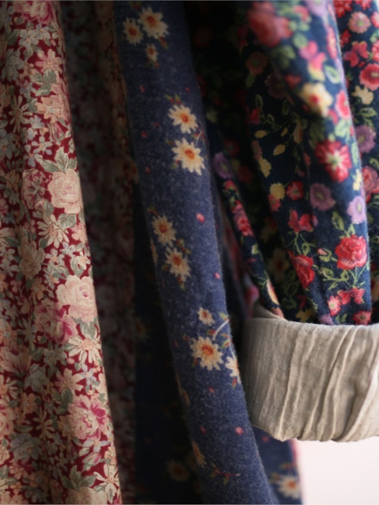 Women's Wool Blends Johnature Women Print Floral Trench Vintage Coats Autumn Random Patchwork Loose Chinese Style Cotton Linen Trench Coat 220909