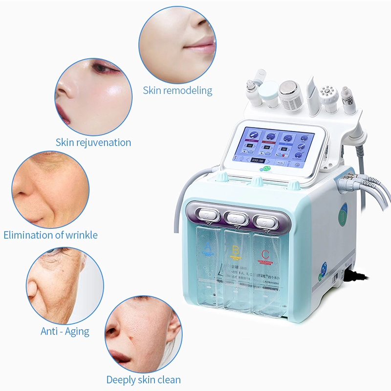 Multi-Functional Beauty Equipment, 6-in-1 Hydrogen Oxygen Small Bubble RF Hydra Machine for Face Lifting, Dermabrasion, and Comprehensive Skin Care Tr