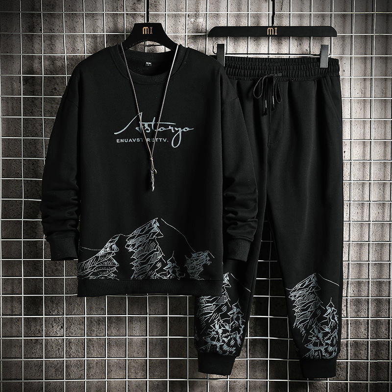 Men's Tracksuits Fashion Sports Wear Two Pieces Set Mens HoodiePants Set Harajuku Printing Spring Autumn Casual Outfit Set Men Sweatsuit 220909