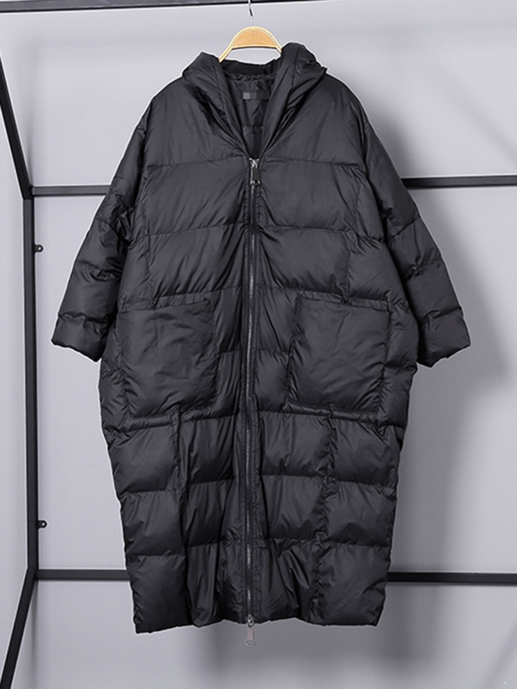 Women's Down Parkas EAM Winter Hooded Long Sleeve Solid Color Black Cotton-padded Warm Loose Big Size Jacket Women parkas Fashion JD12101 220909