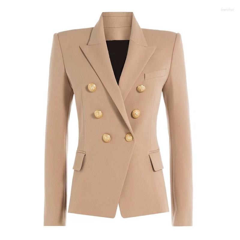 Women' Suits Autumn Winter 2022 Runway Formally Blazer Women Gold Lion Buttons Double Breasted Ladies Office Coat Clothes Jackets, Beige
Women' Suits Autumn Winter 2022 Runway Formally Blazer Women Gold Lion Buttons Double Breasted Ladies Office Coat Clothes Jackets, Beige