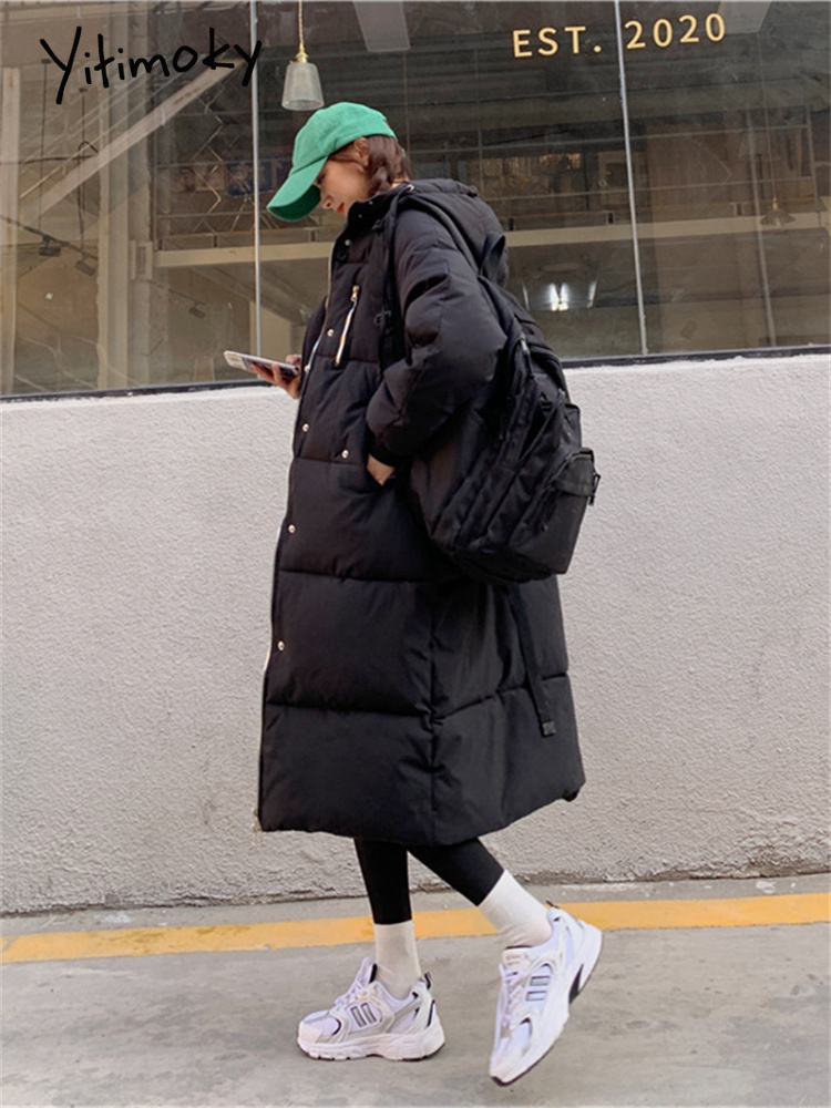 Women's Down Parkas Yitimoky Long Jacket Woman Parkas Fall Winter Thicken Warm Bubble Coat Oversized Korean Fashion Loose Puffer Outerwear 220909