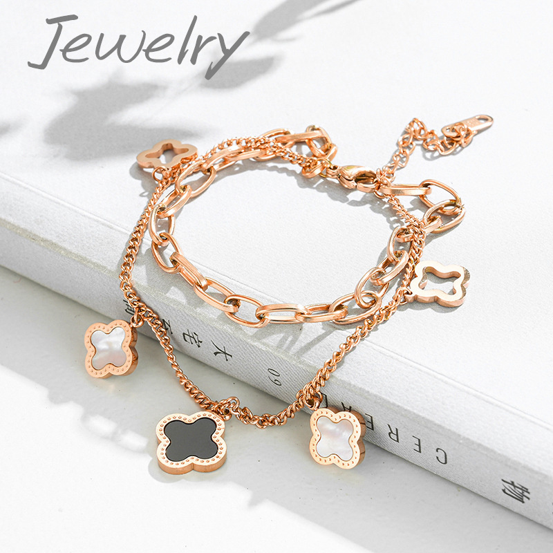 Multilayered Clover Charm Bracelet Luxury Design Women Gift