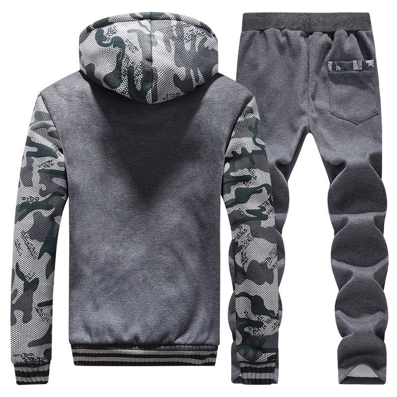 Men's Tracksuits Tracksuit Winter Two Pieces Sets Fleece Thick Hooded Zipper Jacket Pants Warm 2 PCS Sporting Suit Sportswears M-4XL Casual Men 2