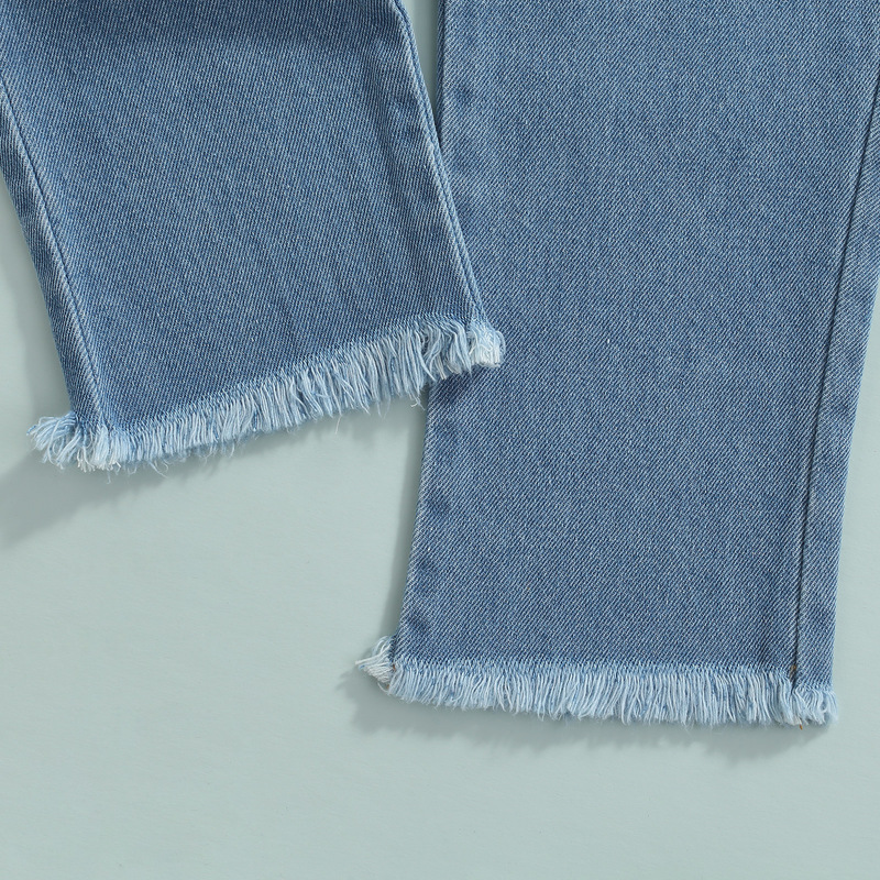 Clothing Sets 16Y Fashion Children Baby Girls Clothes Set Solid Turtleneck Long Sleeve Pullover TopsDenim Long Pants 2pcs Autumn Outfit 220909