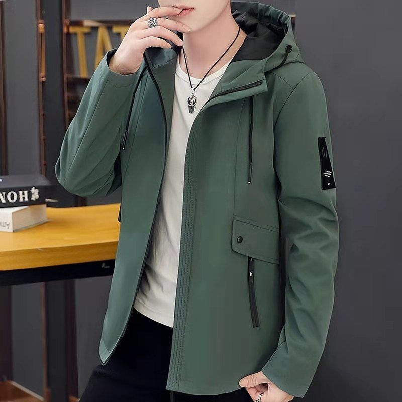 Men's Down Parkas Trench Coat Men's Solid Color Hooded Jacket Young and Middle-Aged Korean Version of Slim Jacket Casual Long Top Parkas 220