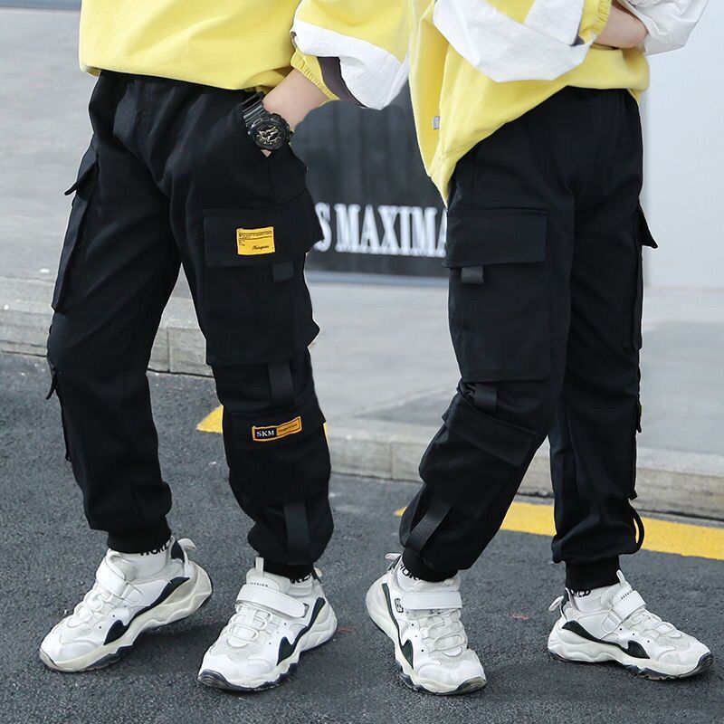 Trousers EACHIN Boys Pants Solid Cargo Teenage Boy MultiPocket Kids Spring Autumn Casual Streetwear 220909