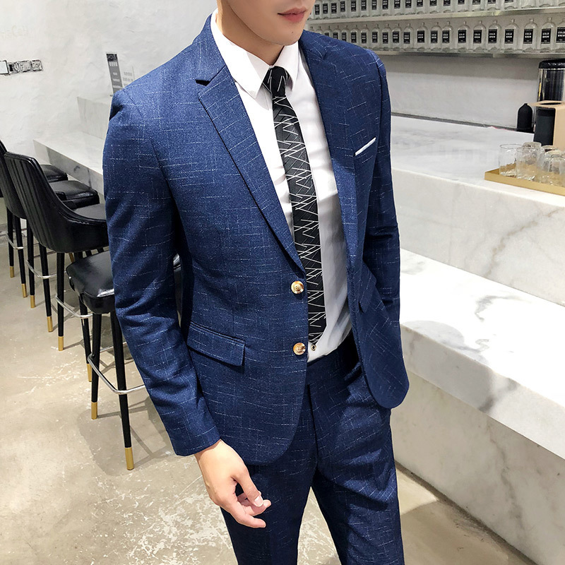 Men's Suits Blazers JacketPant style Male Autumn Slim Fit Leisure Cotton Business Suit/Men's Fashion Two suits Groom Wedding Dress Blazer 22