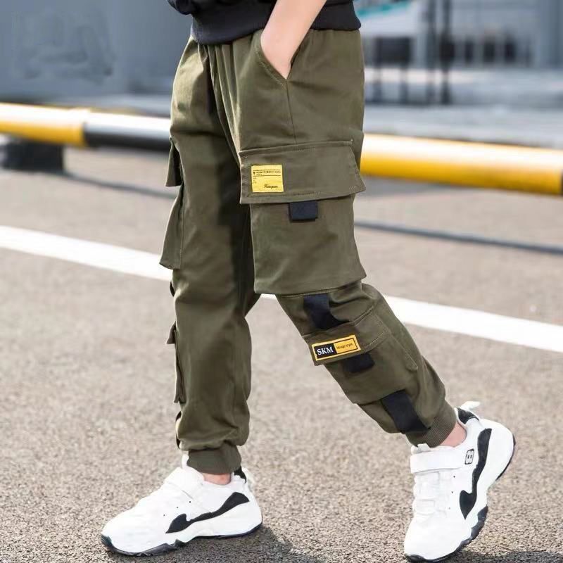 Trousers EACHIN Boys Pants Solid Cargo Teenage Boy MultiPocket Kids Spring Autumn Casual Streetwear 220909