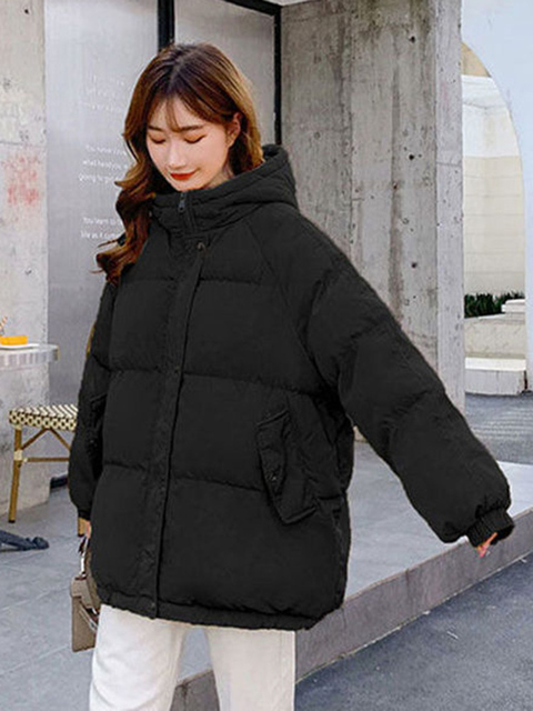 Women's Down Parkas Aelegantmis Women Thicken Warm Parka Coat Loose Oversized Women's Winter Bread Coat Hooded Outwear Padded Woman Parkas J