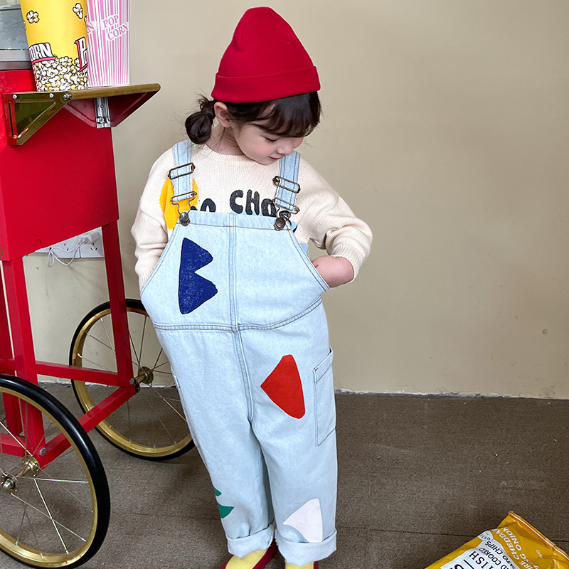 Overalls Girls Jeans Spring And Summer Overalls BOBO Cotton Children's T-shirt White Sweater Youth Clothing Children's Clothing 220909