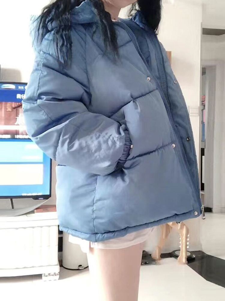 Women's Down Parkas Aelegantmis Women Thicken Warm Parka Coat Loose Oversized Women's Winter Bread Coat Hooded Outwear Padded Woman Parkas J